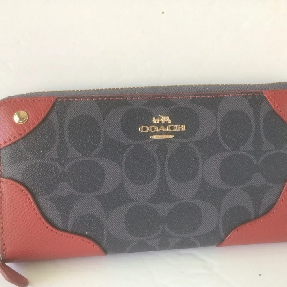Coach NWOT “Mickie” Zip Wallet In Denim Signature Print Coated Canvas F53780